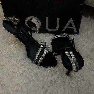 NEW Aqua Black and Silver Sandals with Crystal Detailing